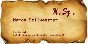 Maros Szilveszter névjegykártya